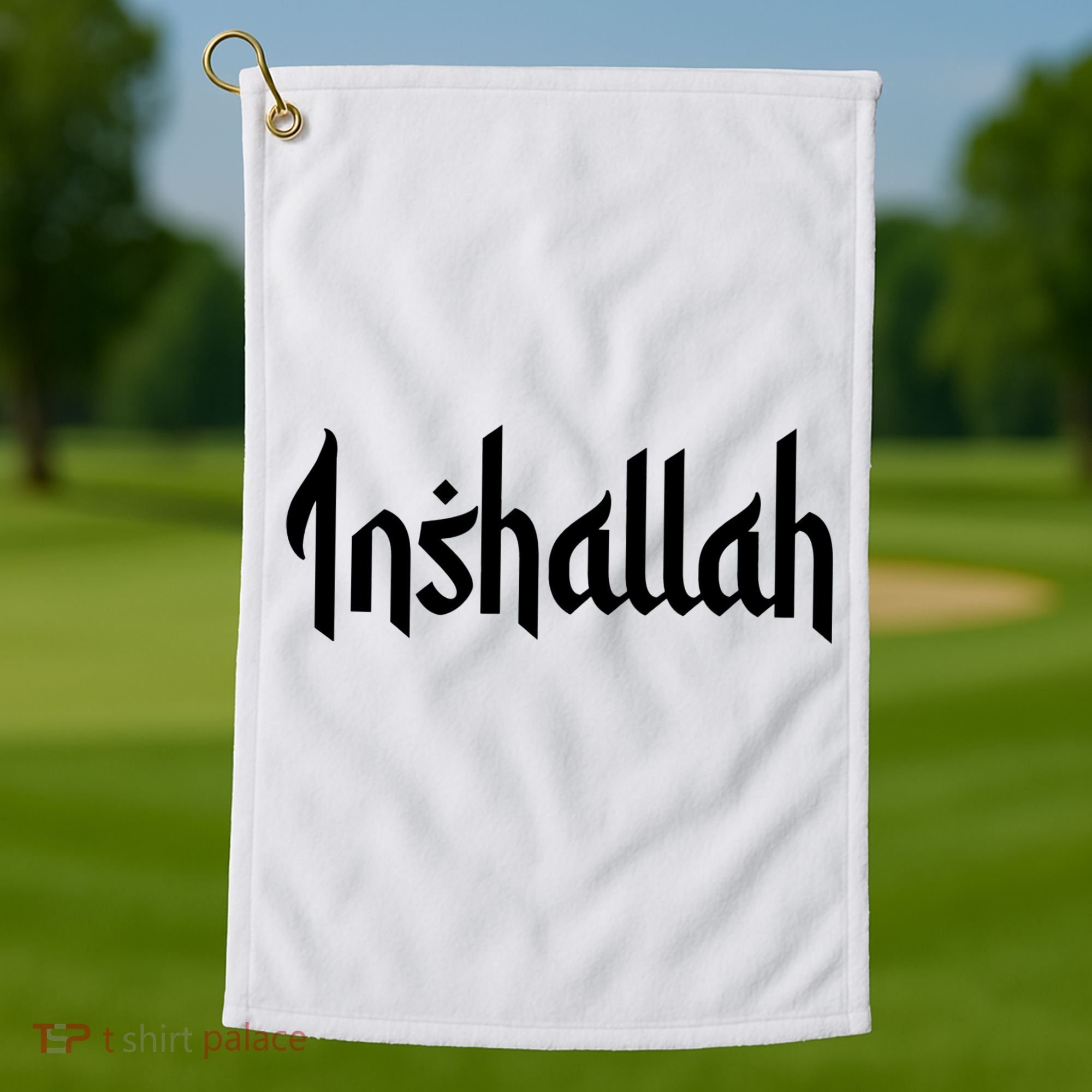 Inshallah Arabic Text Islam Muslim Gift Golf Towel
