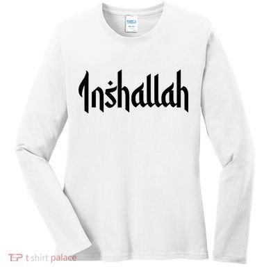 Inshallah Arabic Text Islam Muslim Gift Women's Long Sleeve Shirt