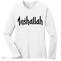 Inshallah Arabic Text Islam Muslim Gift Women's Long Sleeve Shirt thumb 0