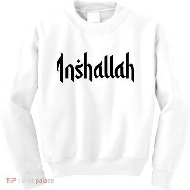 Inshallah Arabic Text Islam Muslim Gift Kids Sweatshirt