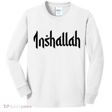 Inshallah Arabic Text Islam Muslim Gift Kids Long Sleeve Shirt