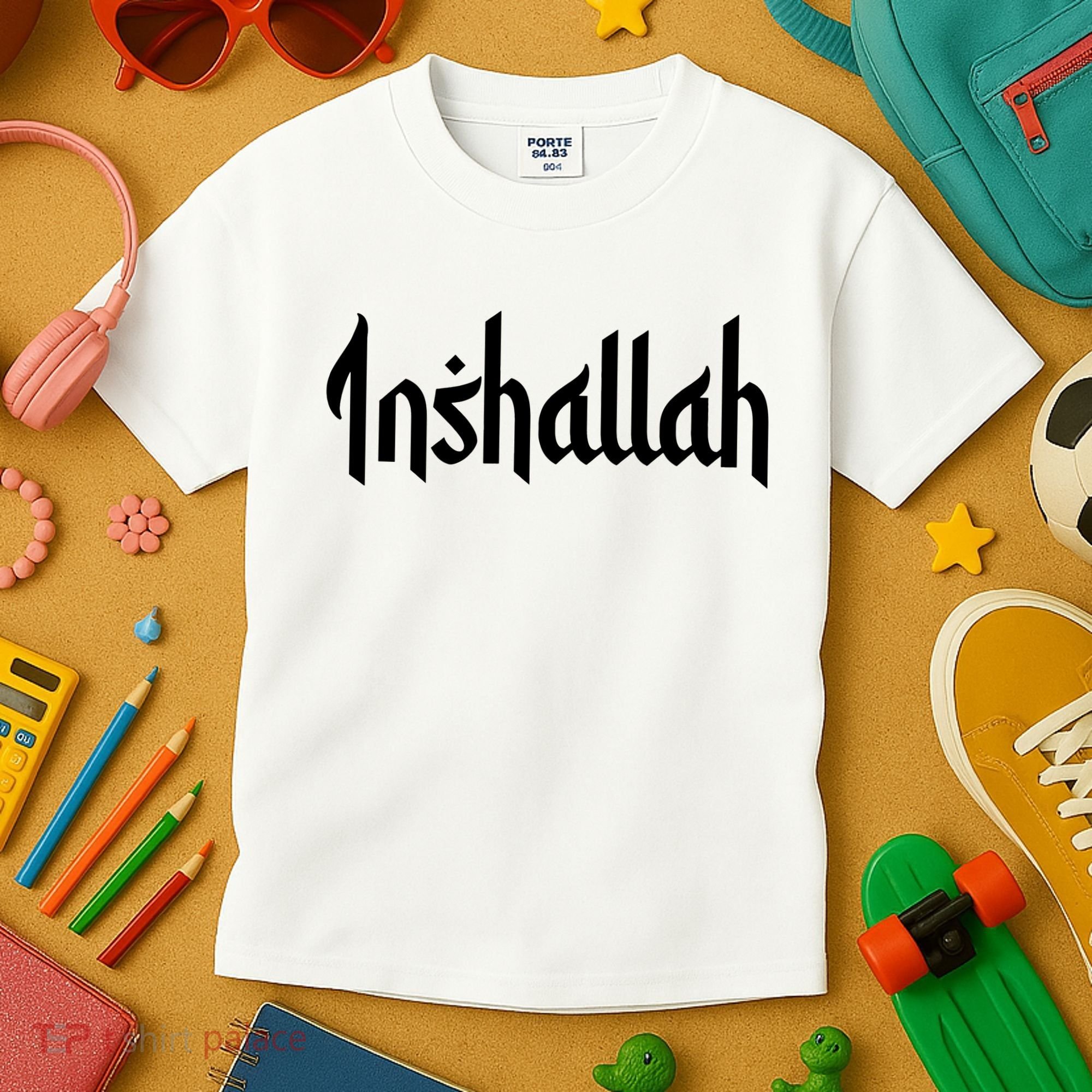 Inshallah Arabic Text Islam Muslim Gift Kids T-Shirt