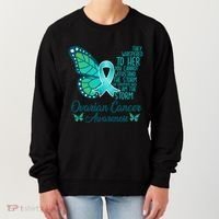 I Am The Storm Ovarian Cancer Awareness Teal Butterfly Cool Gift Women's Sweatshirt thumb 0