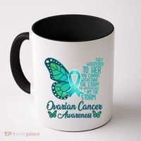 I Am The Storm Ovarian Cancer Awareness Teal Butterfly Cool Gift Coffee Mug thumb 0