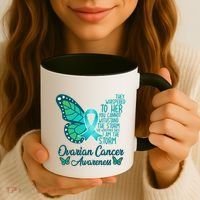I Am The Storm Ovarian Cancer Awareness Teal Butterfly Cool Gift Coffee Mug thumb 3