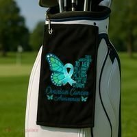 I Am The Storm Ovarian Cancer Awareness Teal Butterfly Cool Gift Golf Towel thumb 2