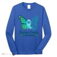 I Am The Storm Ovarian Cancer Awareness Teal Butterfly Cool Gift Long Sleeve Shirt thumb 0