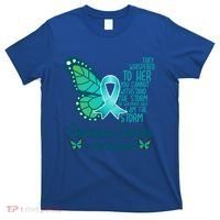I Am The Storm Ovarian Cancer Awareness Teal Butterfly Cool Gift T-Shirt thumb 0