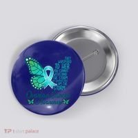 I Am The Storm Ovarian Cancer Awareness Teal Butterfly Cool Gift Button thumb 0