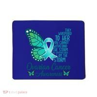 I Am The Storm Ovarian Cancer Awareness Teal Butterfly Cool Gift Mousepad thumb 0