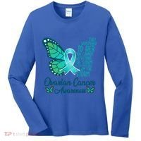 I Am The Storm Ovarian Cancer Awareness Teal Butterfly Cool Gift Women's Long Sleeve Shirt thumb 0