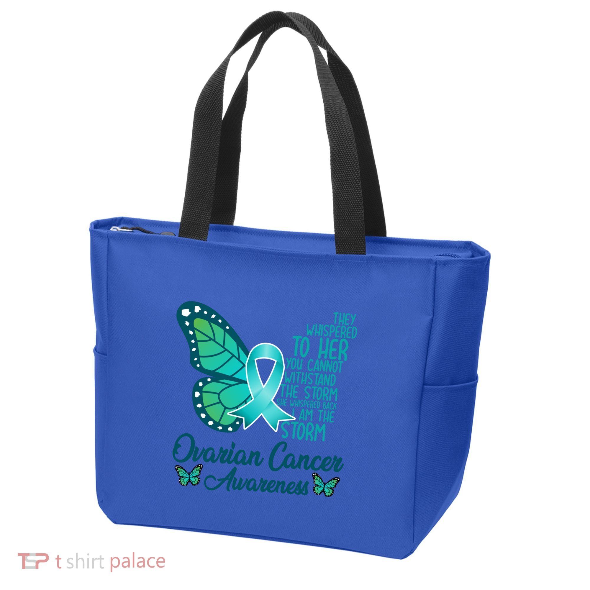 I Am The Storm Ovarian Cancer Awareness Teal Butterfly Cool Gift Tote Bag