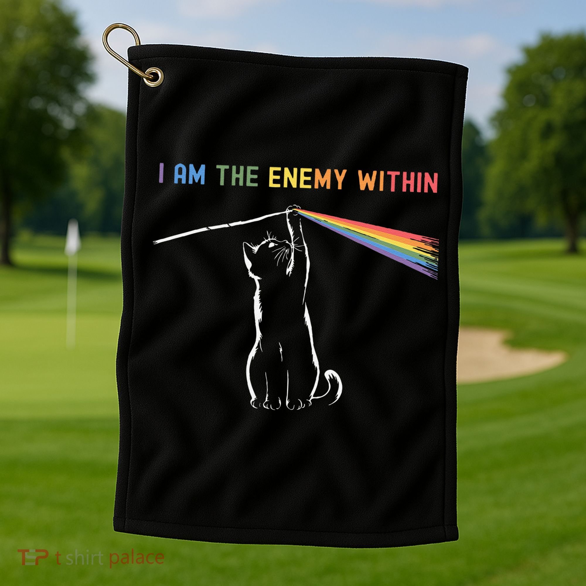 I Am The Enemy Within Kamala Harris Cat Lady Brighter Future Golf Towel