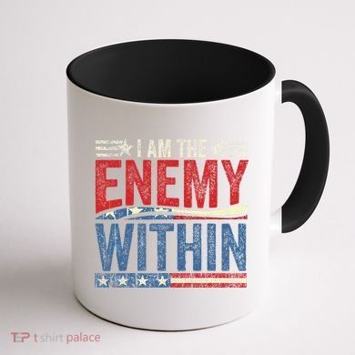 I Am The Enemy Within Pun Coffee Mug back