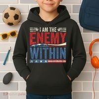 I Am The Enemy Within Pun Kids Hoodie thumb 2