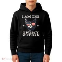 I Am The Enemy Within American Cat Kids Hoodie thumb 4