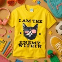 I Am The Enemy Within American Cat Kids T-Shirt thumb 3