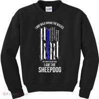 I Am The Sheepdog I Walk Among The Wolves Police Kids Sweatshirt thumb 0