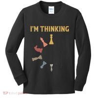 I Am Thinking Chess Pieces IM Thinking Chess Player Lover Kids Long Sleeve Shirt thumb 0