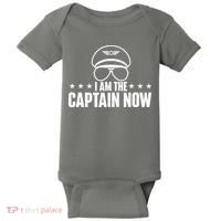 I Am The Captain Now Airplane Aircraft Lover Airline Pilot Baby Bodysuit thumb 0