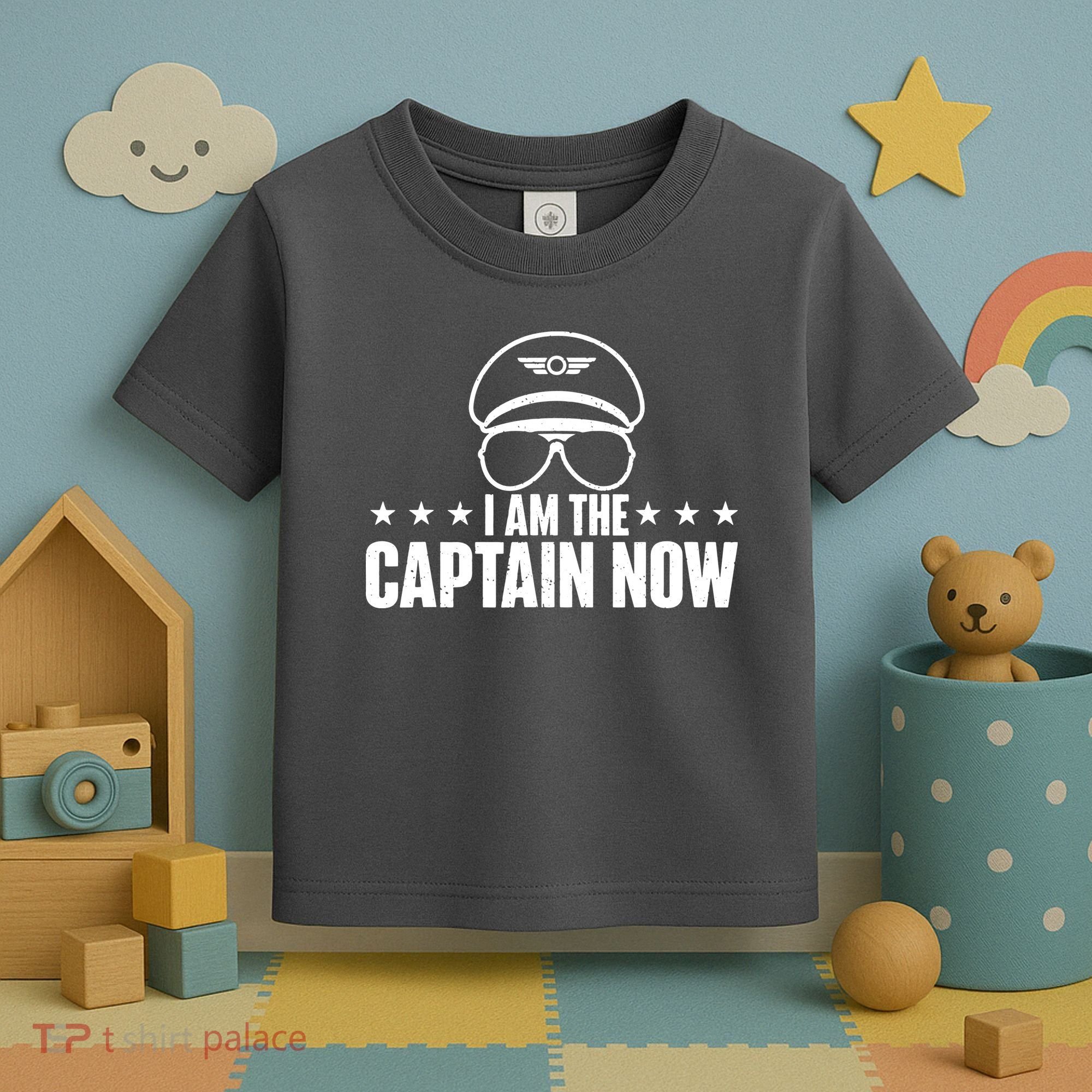 I Am The Captain Now Airplane Aircraft Lover Airline Pilot Toddler T-Shirt