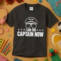 I Am The Captain Now Airplane Aircraft Lover Airline Pilot Kids T-Shirt thumb 3