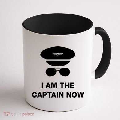 I Am The Captain Now Funny Pilot Coffee Mug back