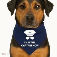 I Am The Captain Now Funny Pilot USA-Made Doggie Bandana thumb 1