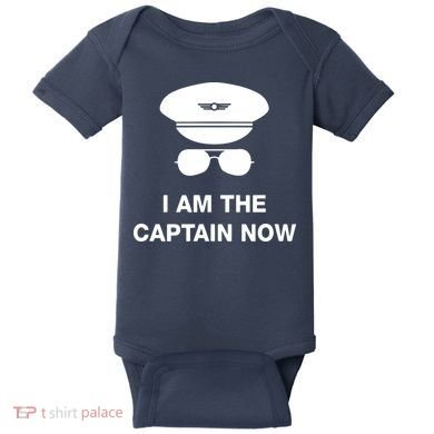 I Am The Captain Now Funny Pilot Baby Bodysuit