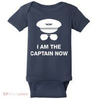 I Am The Captain Now Funny Pilot Baby Bodysuit thumb 0