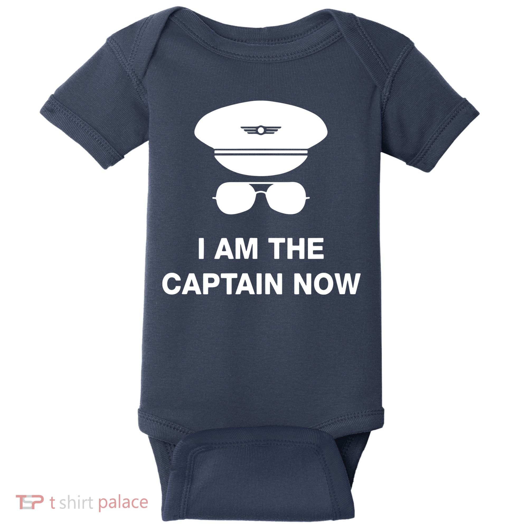 I Am The Captain Now Funny Pilot Baby Bodysuit