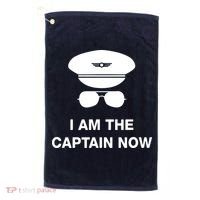 I Am The Captain Now Funny Pilot Golf Towel thumb 0
