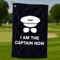 I Am The Captain Now Funny Pilot Golf Towel thumb 1