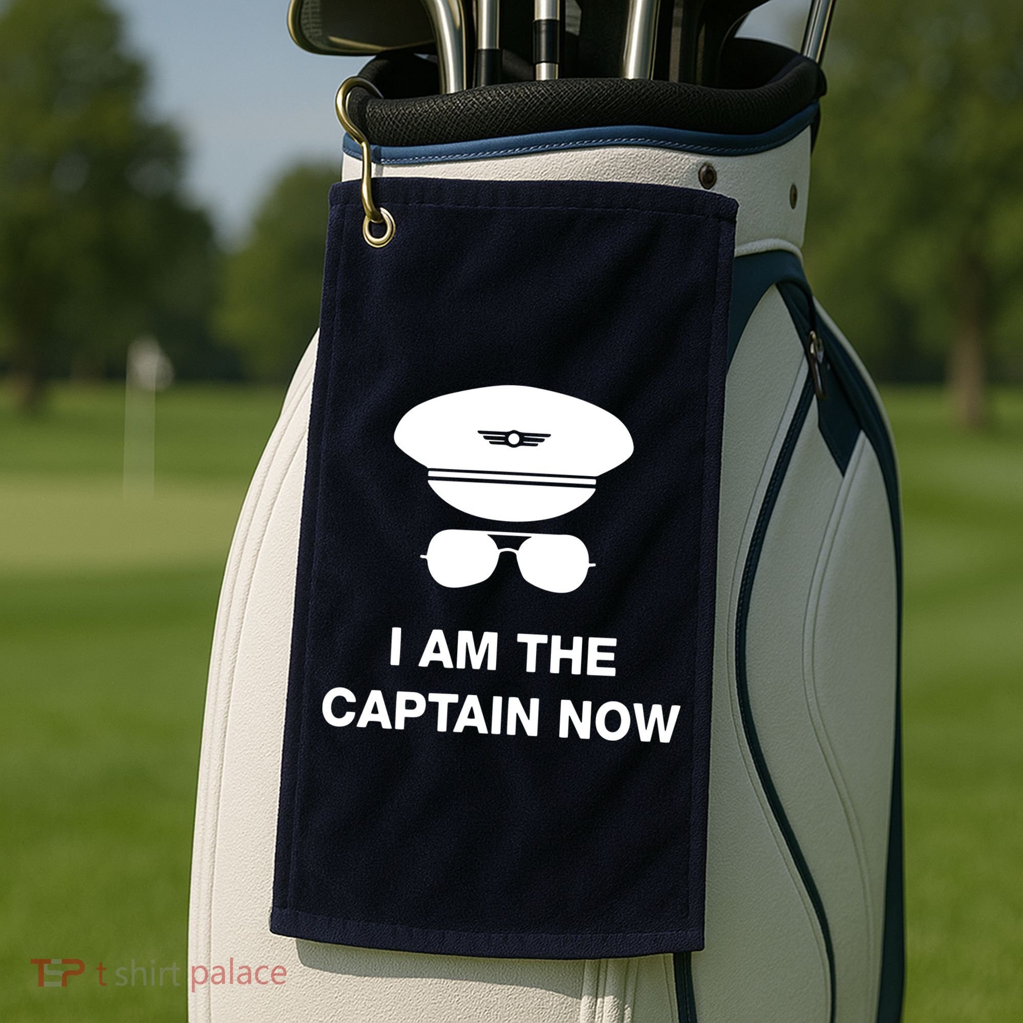 I Am The Captain Now Funny Pilot Golf Towel