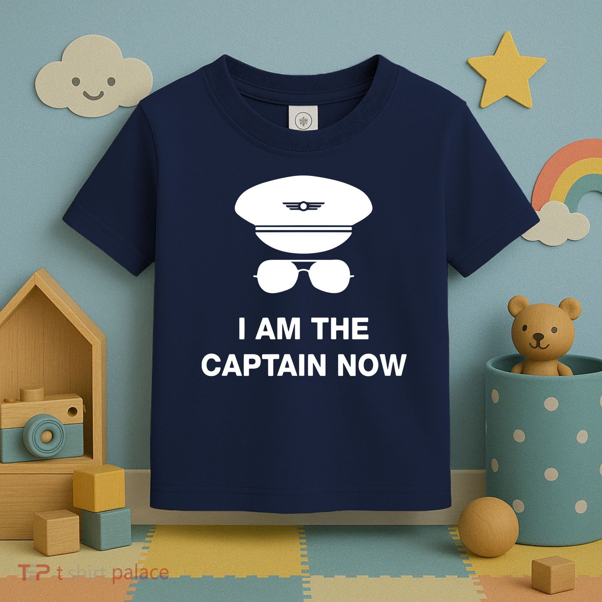 I Am The Captain Now Funny Pilot Toddler T-Shirt