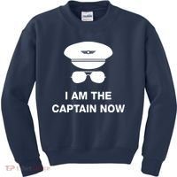 I Am The Captain Now Funny Pilot Kids Sweatshirt thumb 0