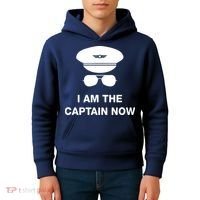 I Am The Captain Now Funny Pilot Kids Hoodie thumb 4