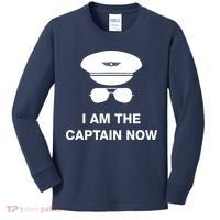 I Am The Captain Now Funny Pilot Kids Long Sleeve Shirt thumb 0
