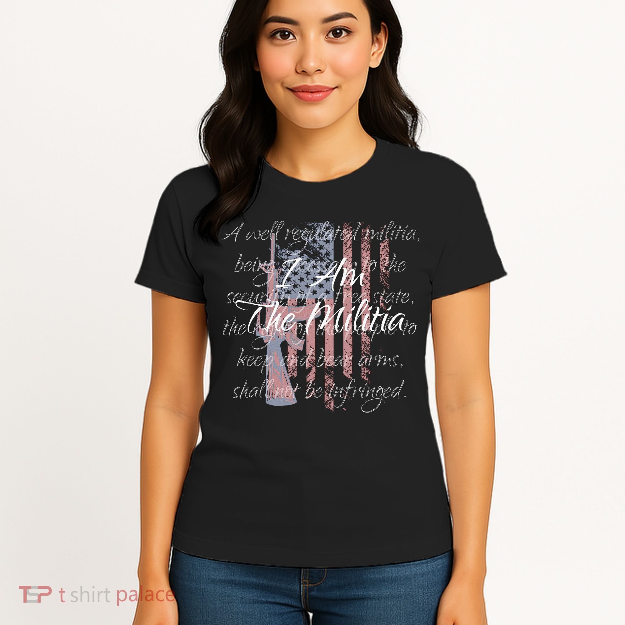 I Am The Militia Pro 2nd Amendment Proud American Flag Gift Women's T-Shirt