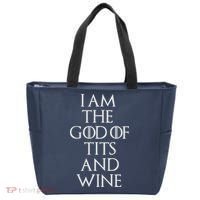 I Am The God Of Tits And Wine Tote Bag thumb 0