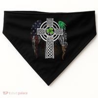 Irish American USA Flag Celtic Cross St Patricks Day USA-Made Doggie Bandana thumb 0