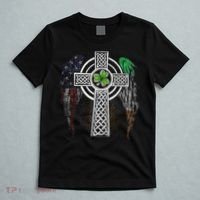 Irish American USA Flag Celtic Cross St Patricks Day T-Shirt thumb 5