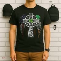 Irish American USA Flag Celtic Cross St Patricks Day T-Shirt thumb 6