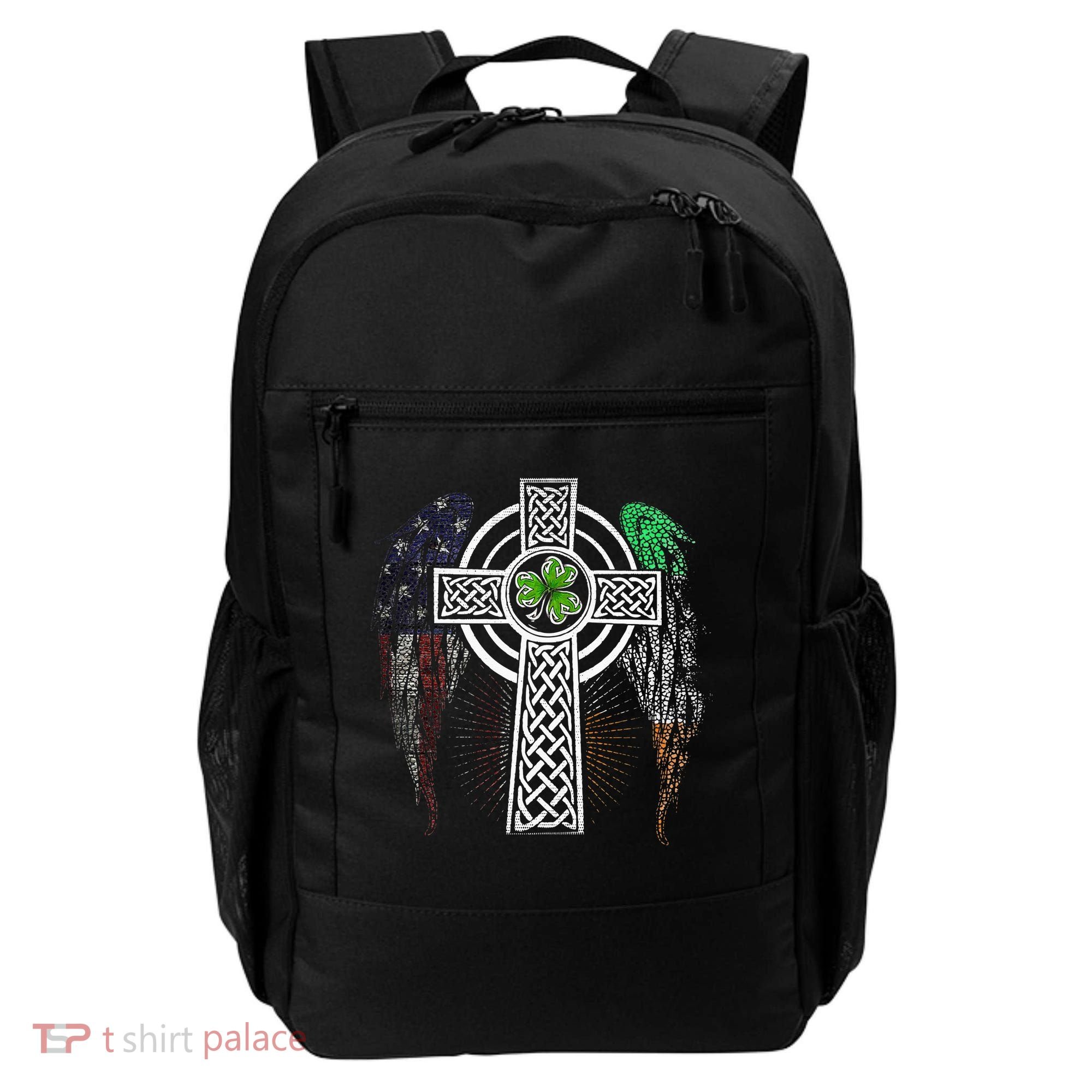 Irish American USA Flag Celtic Cross St Patricks Day Backpack