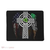 Irish American USA Flag Celtic Cross St Patricks Day Mousepad thumb 0