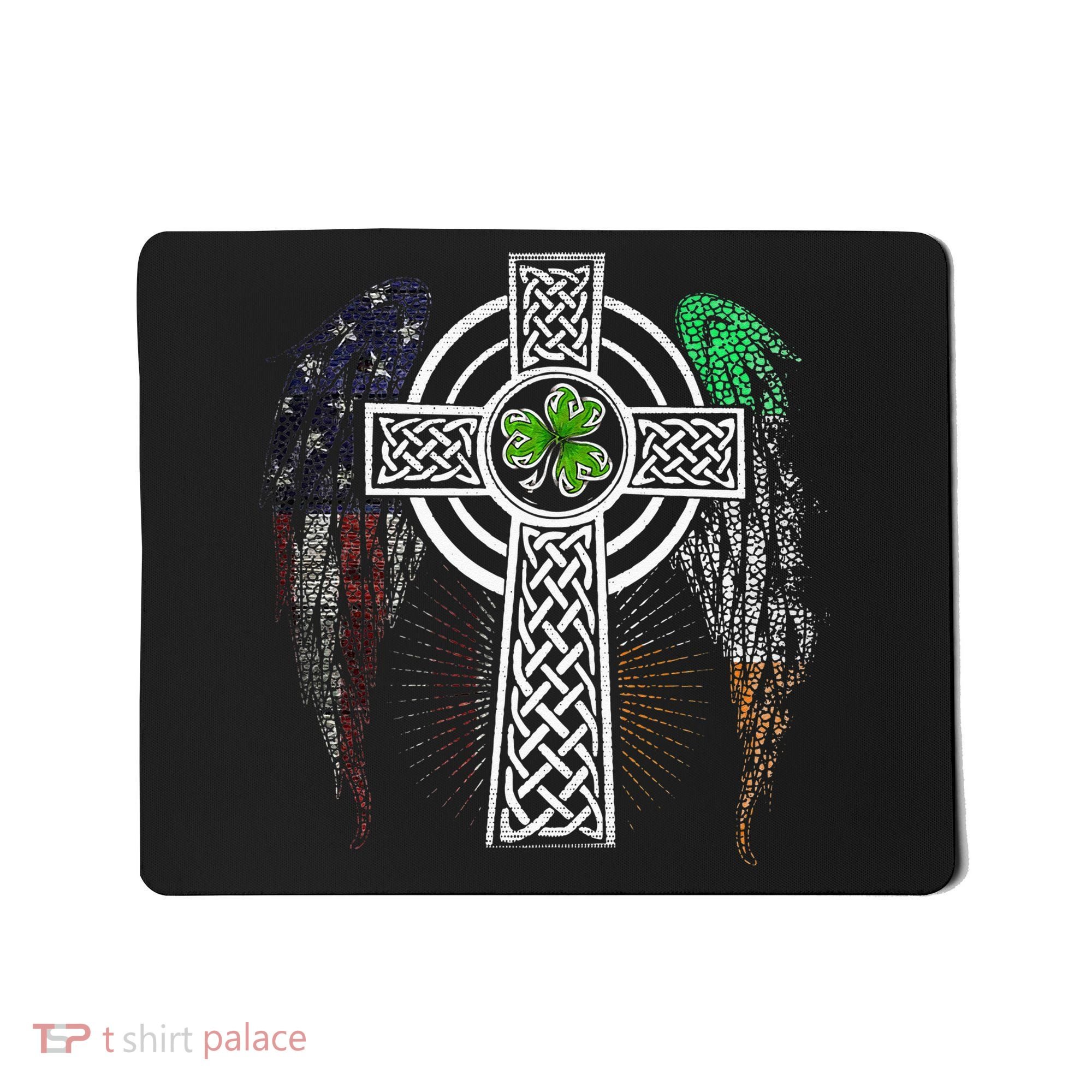 Irish American USA Flag Celtic Cross St Patricks Day Mousepad