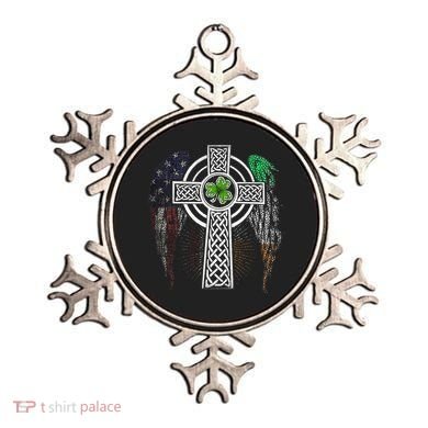 Irish American USA Flag Celtic Cross St Patricks Day Ornament