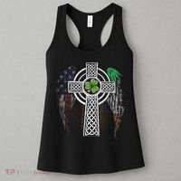 Irish American USA Flag Celtic Cross St Patricks Day Women's Tank Top thumb 3