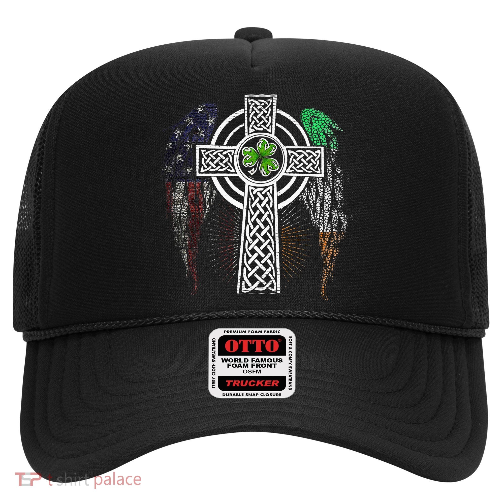 Irish American USA Flag Celtic Cross St Patricks Day Hat