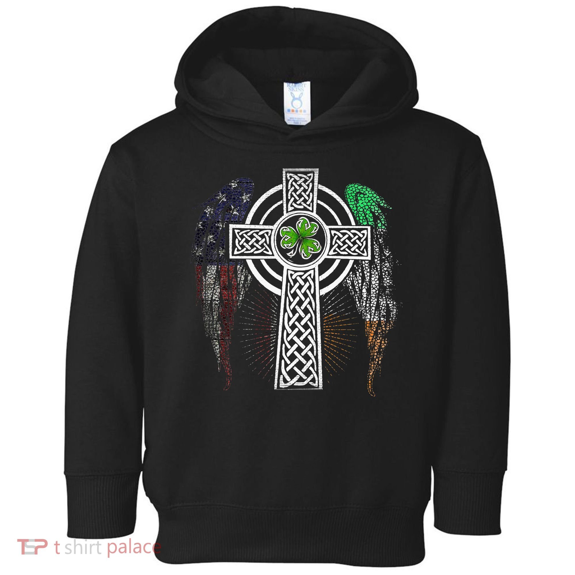 Irish American USA Flag Celtic Cross St Patricks Day Toddler Hoodie